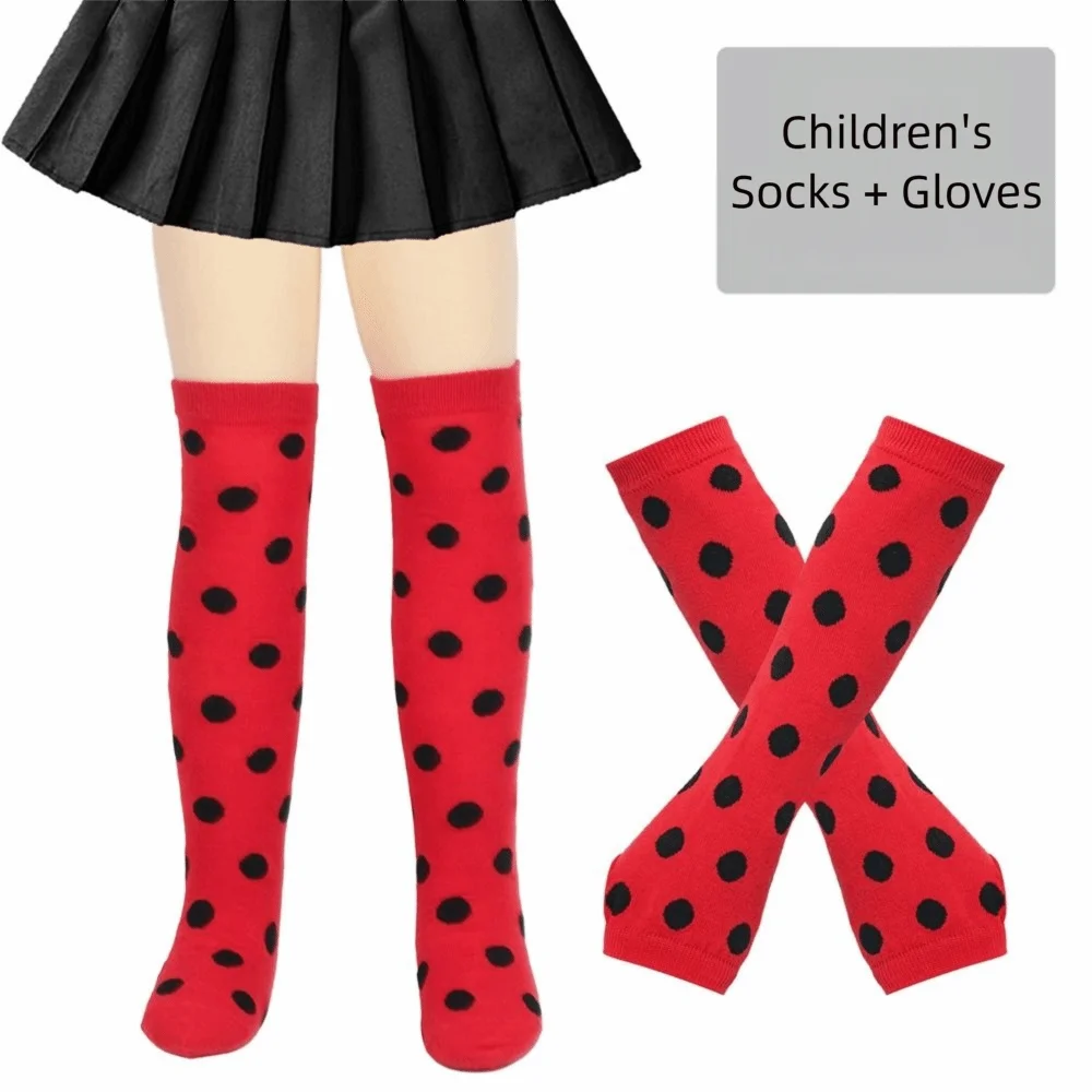 Polyester Polka Dot Thigh High Socks for Women and Kids