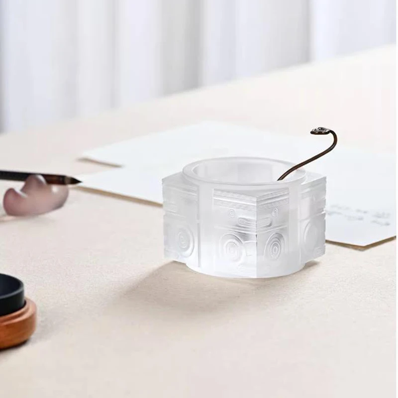 중국 스타일 수지 붓 세척기, 서예 데스크탑 정리함, 수묵화용 동양 책상 장식, 선물