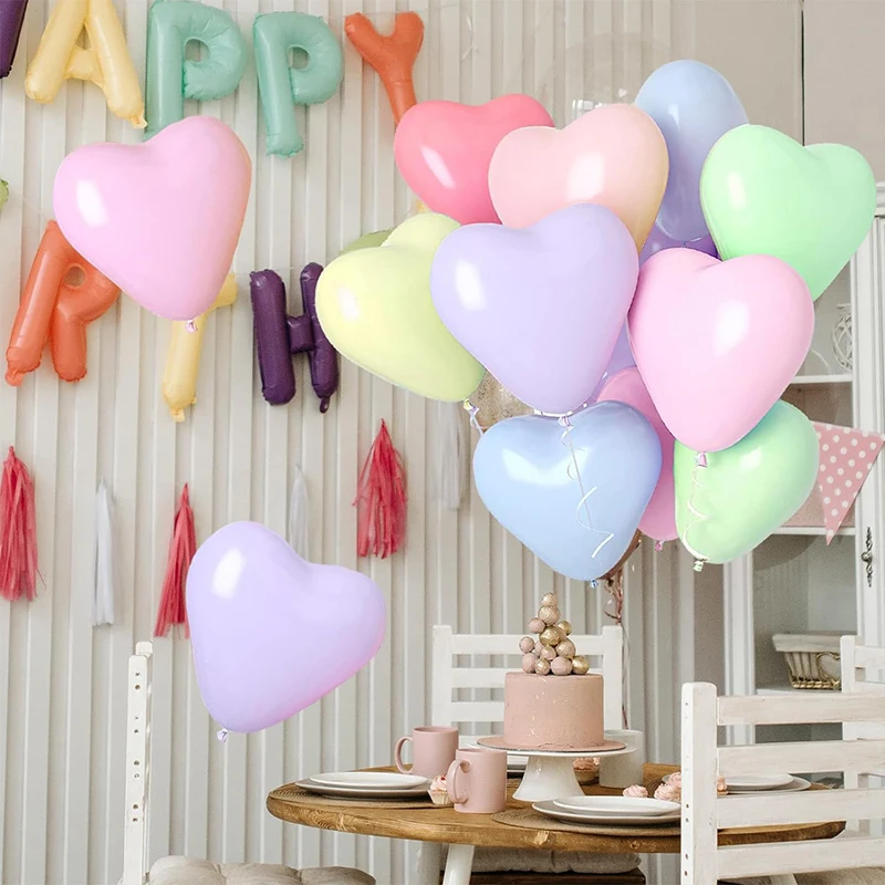 Globos de amor de macarrón de 12 pulgadas para el día de San Valentín, bodas, cumpleaños, decoración de fiestas, globos de látex en forma de corazón, suministros para aniversario