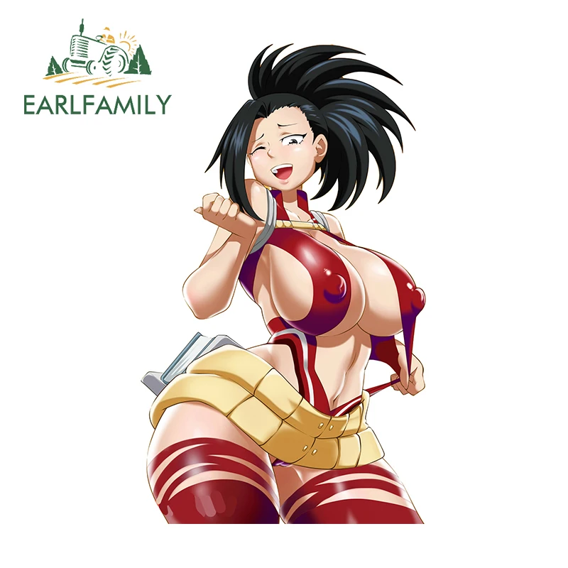 EARLFAMILY 13 см x 7,7 см для Yaoyorozu Momo Fanart Автомобильная наклейка устойчивая к царапинам индивидуальная наклейка сексуальный аниме фургон автомобильные аксессуары