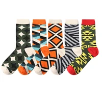 5 paires nouveaux hommes femmes coton chaussettes décontracté coloré chaussettes équipage chaussettes rue Skateboard chaussettes heureux drôle Harajuku Sox Meias 3