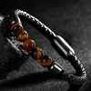 High Quality Leather Bracelet Lava Chakra Stone Beads Black Tiger Eye Bracelets Magnetic Buckle Bangles Braid Rope Chain for Men 1