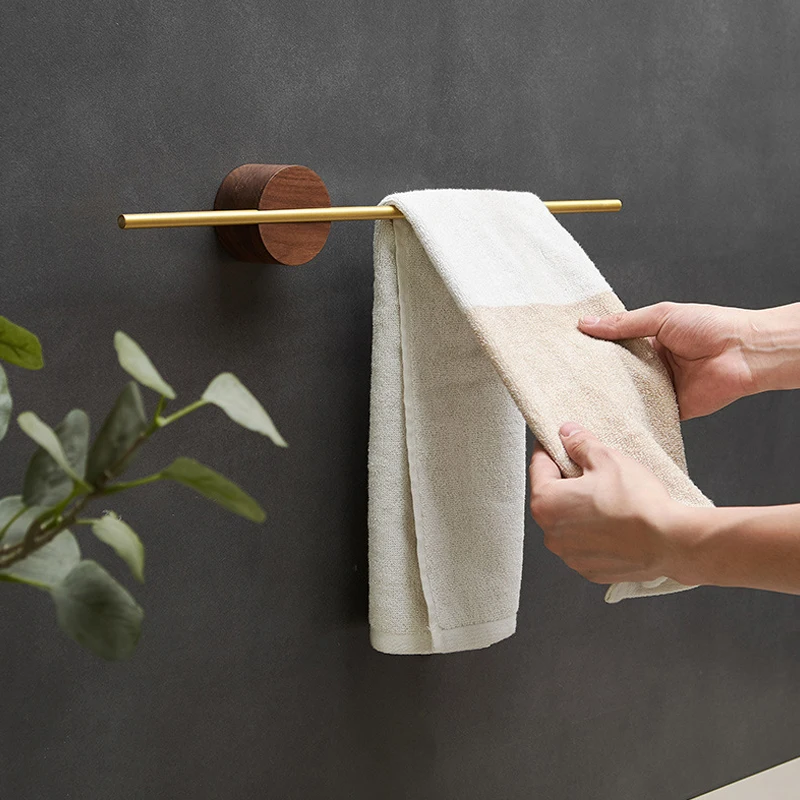 Towel Rack Towel Hanger Bath Holder Wood Wall Hanging Bar Bathroom Shelf Kitchen Storage Rack 40/50cm Towel Rack Wooden Towel Hook