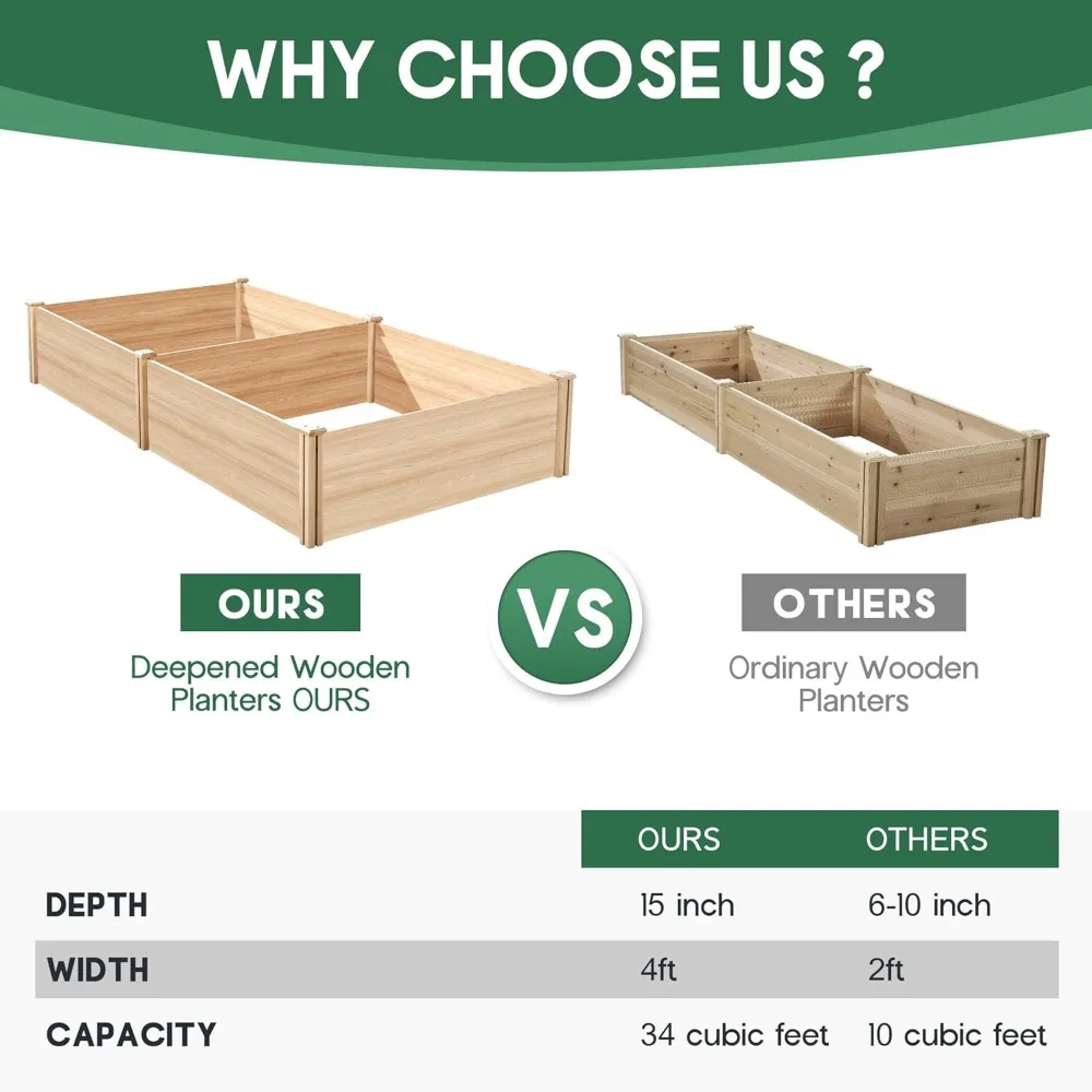 8x4 Ft Wood Raised Garden Bed 3