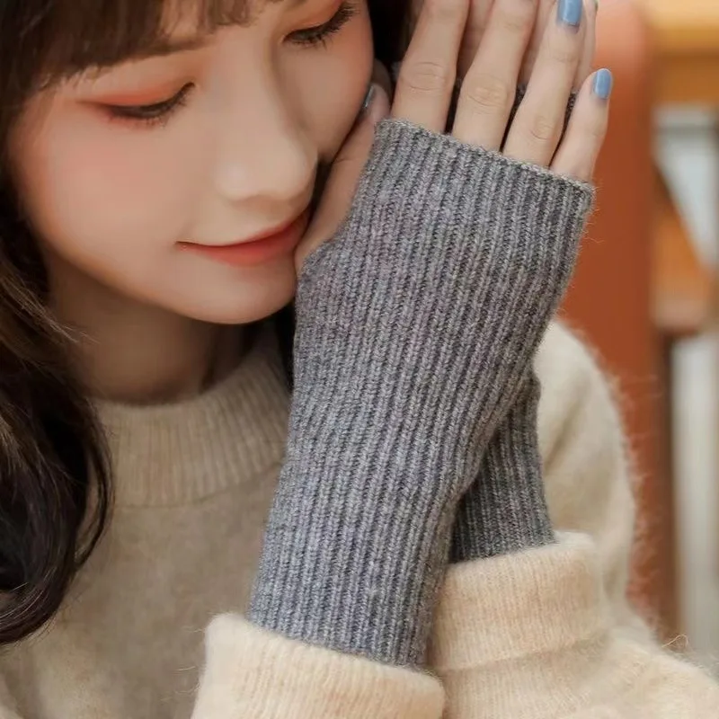 여성용 짧은 손가락 없는 장갑, 겨울 따뜻한 니트 팔 슬리브, 파인 캐주얼, 부드러운 고스 의류, 펑크 고딕 장갑