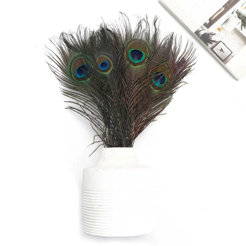 10/20 Stück/Los Natürliche Pfauenfedern Hochzeitsschmuckherstellung Federn Party Weihnachten Basteln DIY Plumas Dekoration 25-30cm – Detail 9