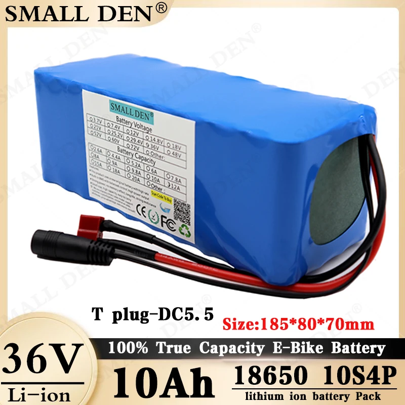 

T plug interface 36V battery 10S4P 10Ah Battery Pack 500W high power battery 36V 10000mAh electric bicycle 15A BMS