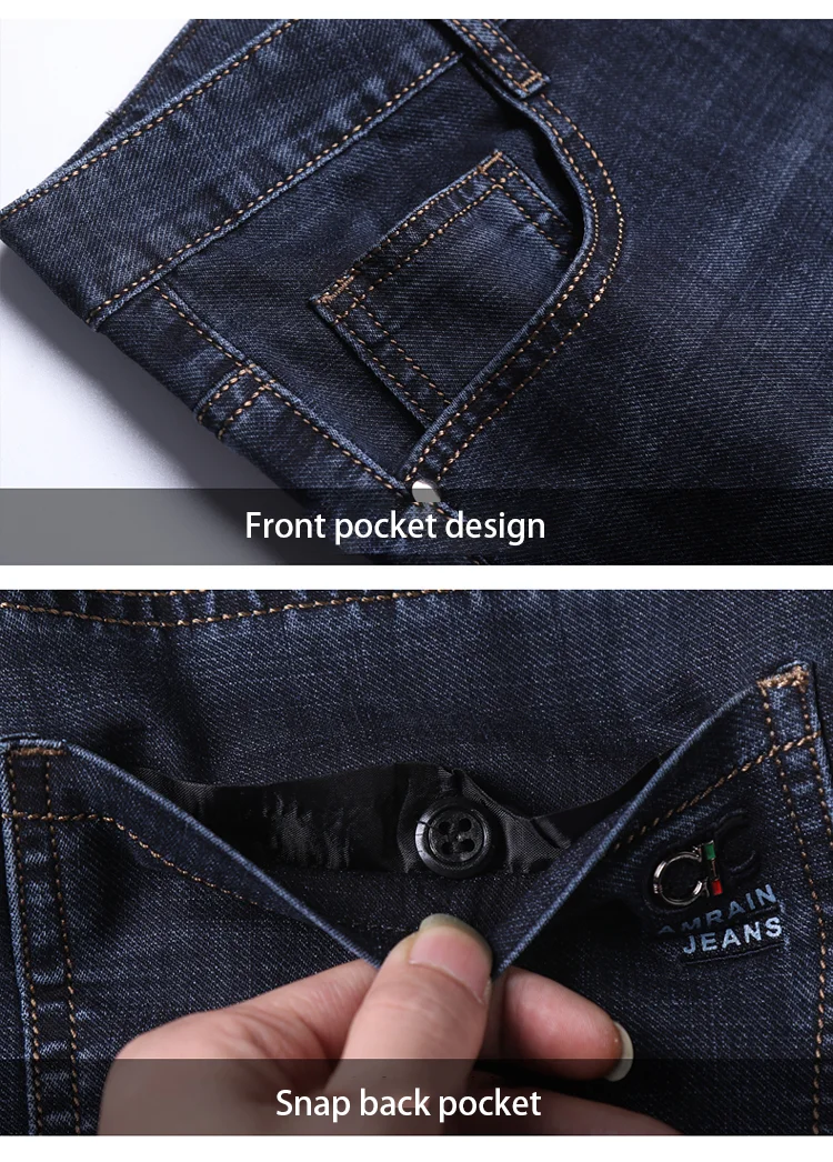 New Spring/Summer Fashion Business Jeans Men's Straight Stretch Trousers Leisure Elastic Versatile Zipper Denim  Pants Men Cloth