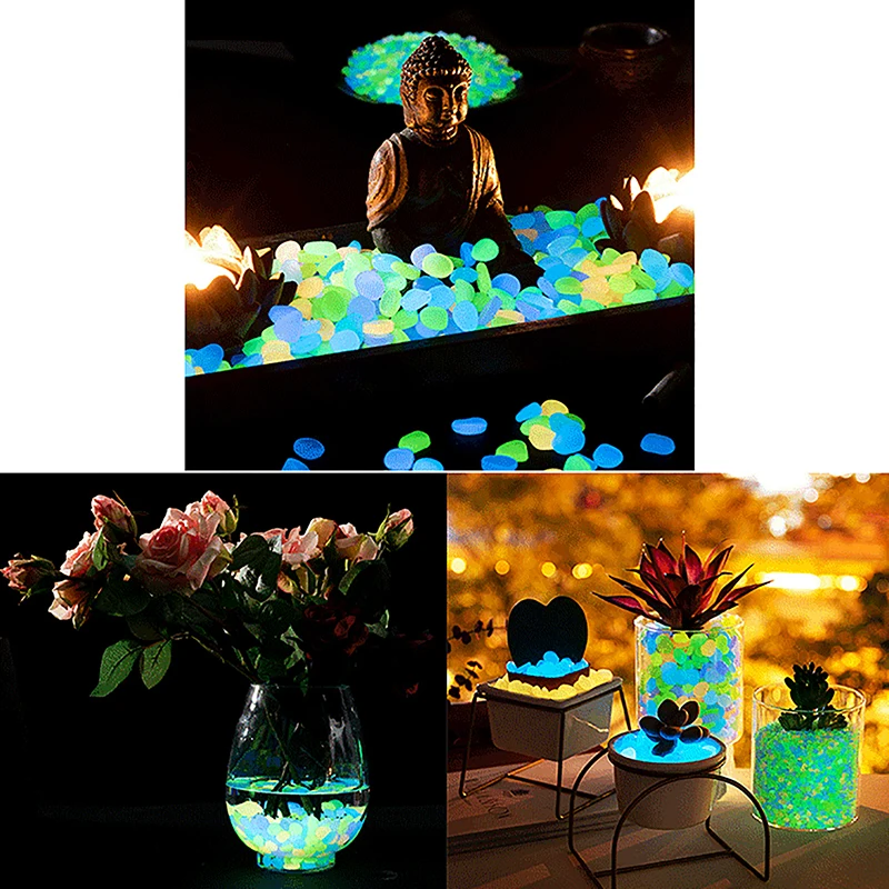 100pcs Garden Decor Luminous Stones Glow In The Dark Decorative Pebbles Outdoor Fish Tank Decoration Aquarium Accessories images - 6