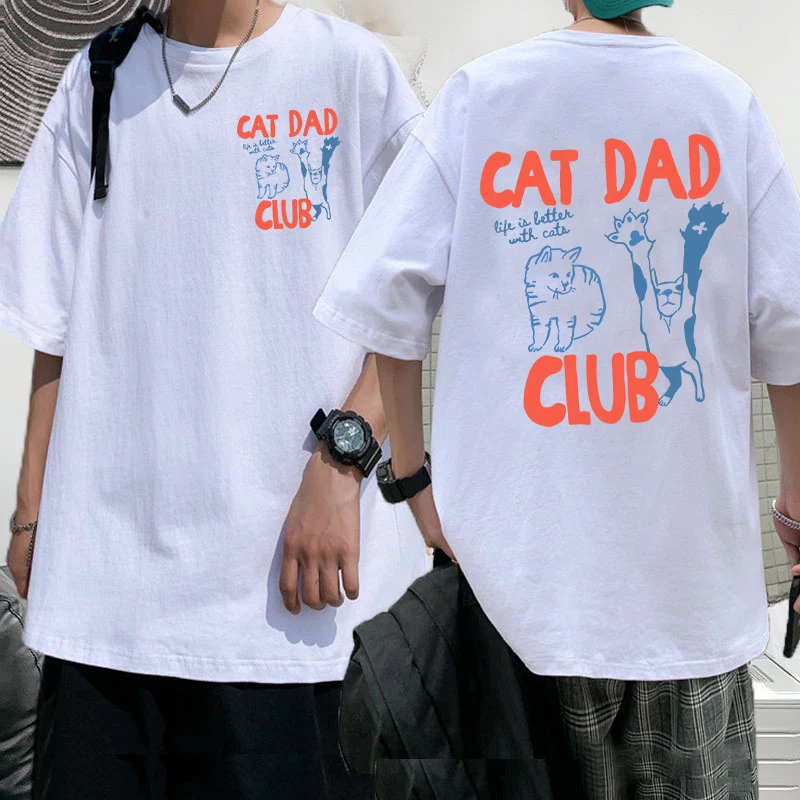 Cat Dad Funny Pet Lover Casual Cotton T-Shirt