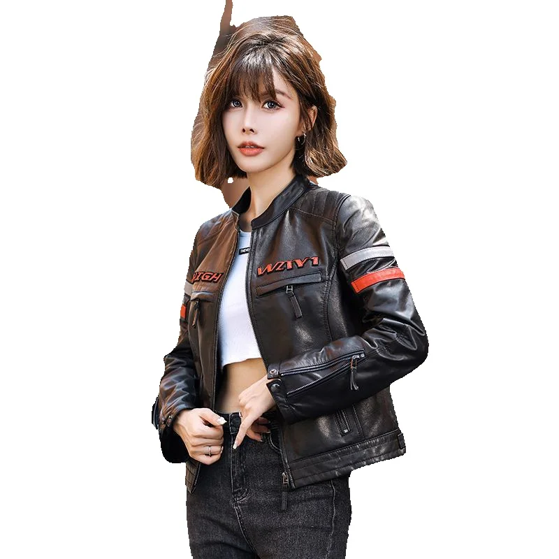 

New Season Leather Jacket Motorcycle Short Style Cool And Trendy Leather Sheepskin Slimming Jacket Versatile