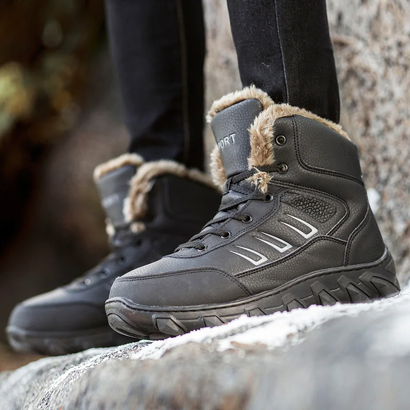 Men's Hiking Shoes Winter Warm Outdoor Sneakers Men's Large Size Hiking Boots Off-Road Camping Mountaineering Hunting Sneakers