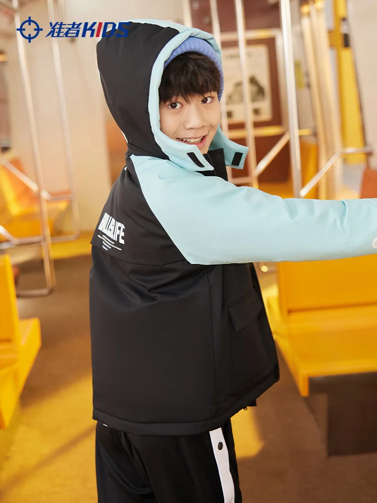 RIGORER Children Short Cotton padded Jacket Basketball Training Comfortable Students Winter Coat Casual Hoodie Warm down jacket