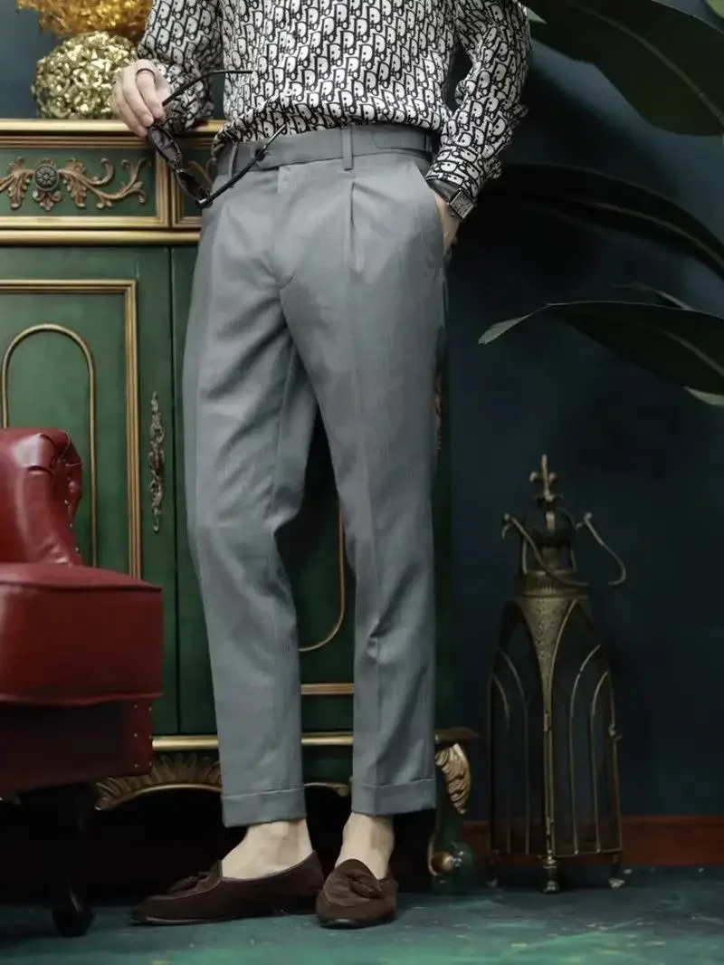 Men Spring Autumn Fashion Slim Fit Formal Office Trousers Mens Business Casual Pants Male Solid Color Suit Pants Business Pants Suit Pants Men Pants