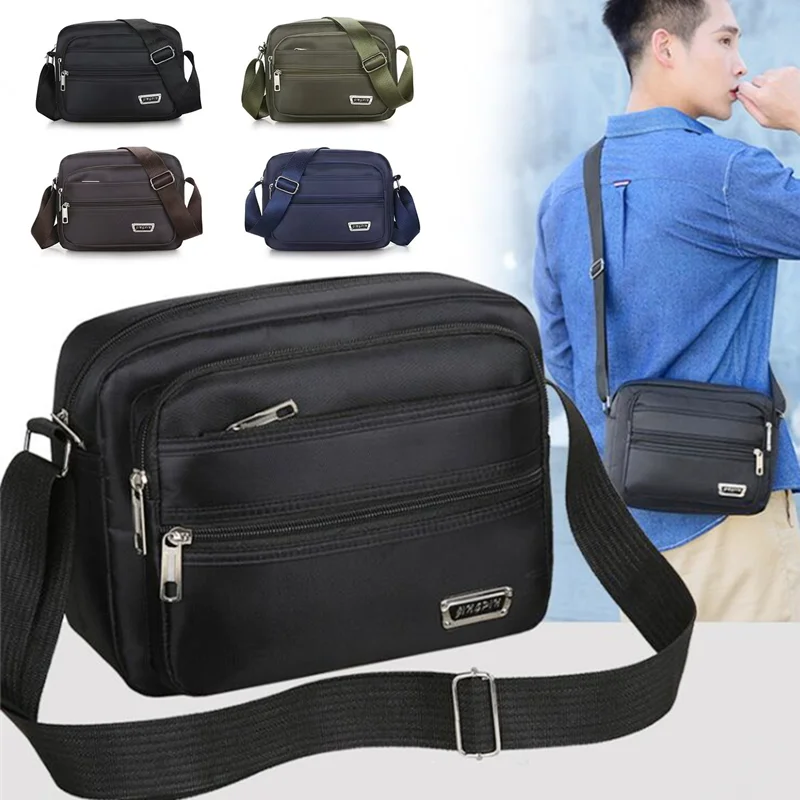 

Men's Bag Korea Japan Waterproof Oxford Cloth Shoulder Square Bag Multi Space Messenger Crossbody Bag Mobile Phone Bag