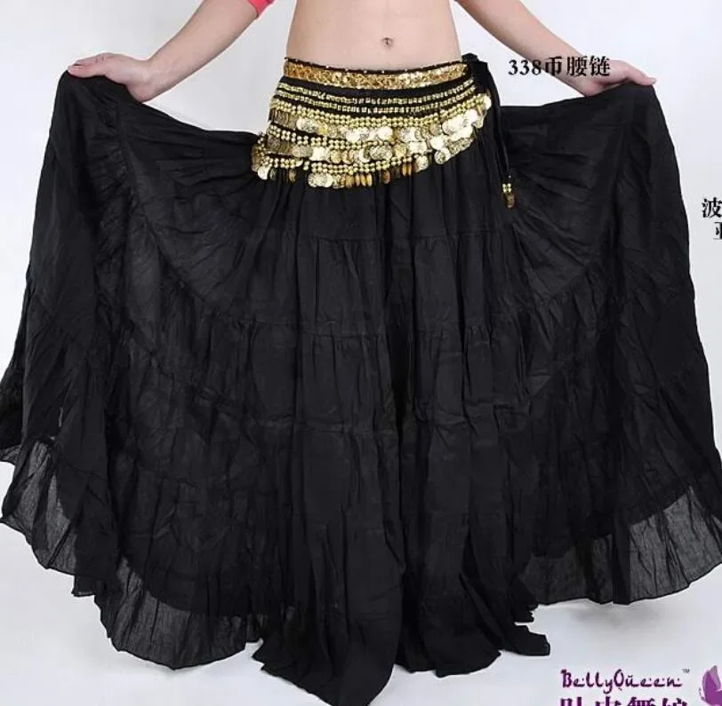

Женская юбка для танца живота, однотонная льняная юбка-макси для выступлений, длинная юбка с большим подолом в богемном стиле, 1 шт.