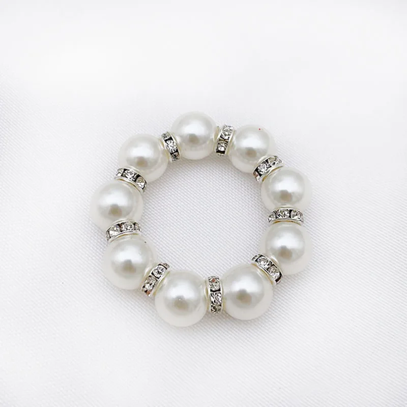 Napkin Ring 10Pcs Golden Napkin Rings Elegant Pearl Elastic Serviette Holder Wedding Party Banquet Adornment