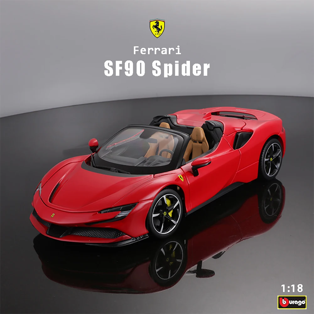 Bburago 1:18 New style Ferrari SF90 convertible car model die-casting model simulation car decoration collection gift toy bburago 1 18 new ferrari monza sp1 car alloy car model simulation car decoration collection gift toy die casting model boy toy