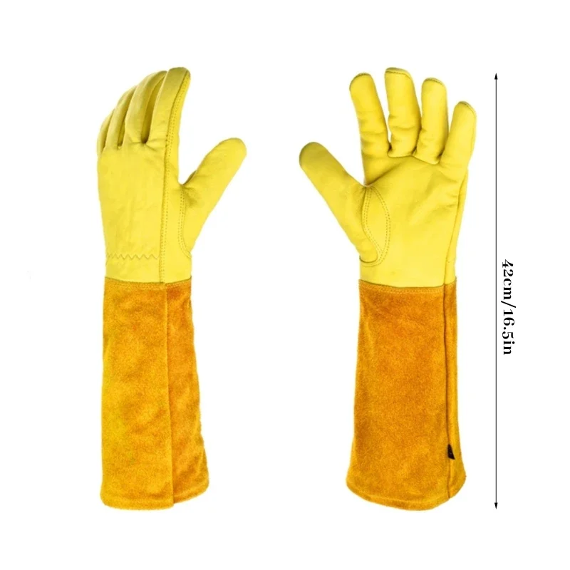 Long Sleeve Leather Gardening Gloves Puncture resistant Breathable Leather Rose Pruning Floral Dropshipping 6