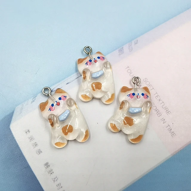 Cat Charm Pendants Animal Resin Charms Jewelry Making DIY Craft Findings  10Pcs