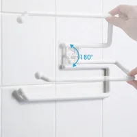 Punch Free Kitchen Paper Roll Holder Towel Hanger Rack Bar Cabinet Rag Hanging Bathroom Organizer Tools 5