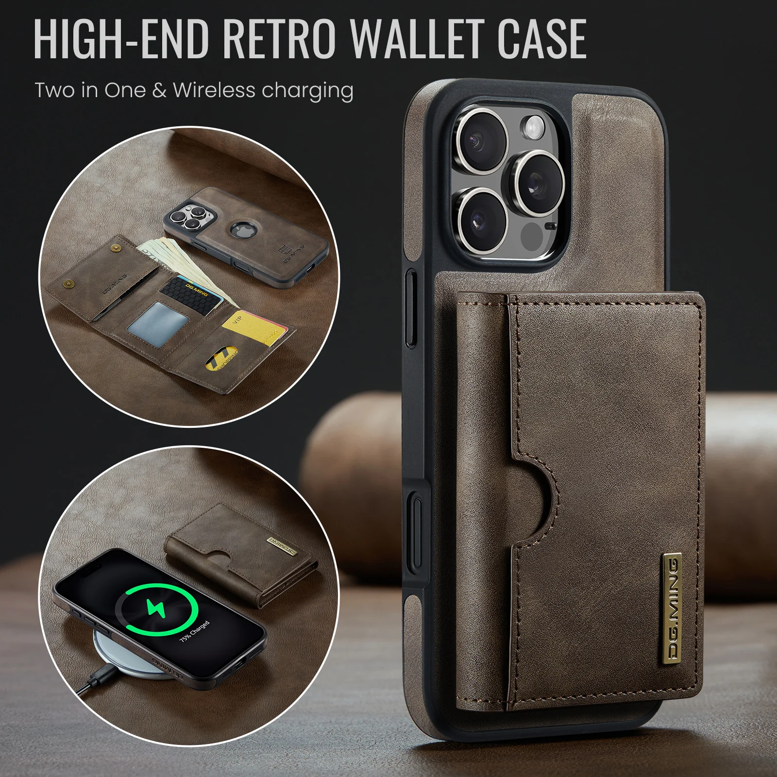 Premium Detachable Magnetic Leather Wallet Phone Case with Card Holder