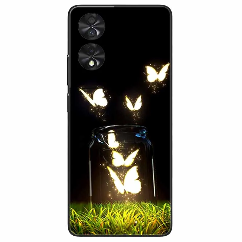 Floral Silicone Soft TPU Phone Cover with Black Bumper