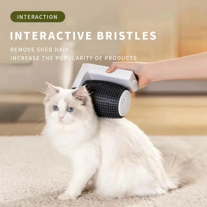 

Smart Cat Hair Brush With Catnip Automatic Rotating Cat Self Groomer Wall Corner Cat Grooming Supplies Cats Electric Massager