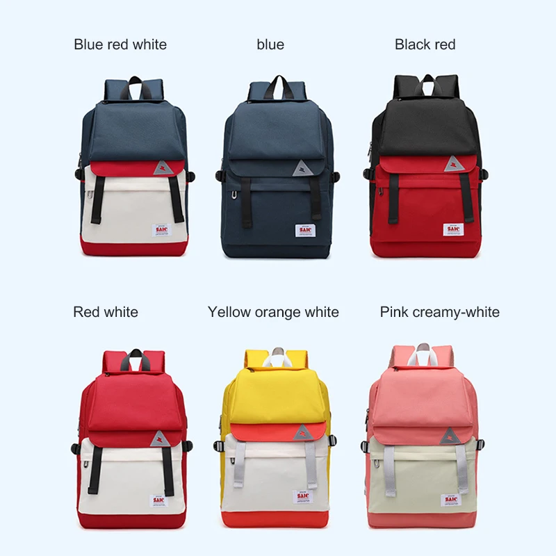 OYIXINGER Girl's Schoolbag Patchwork Backpacks For Teenager USB Charging Waterproof School Backpack Large Capacity Travel Bag