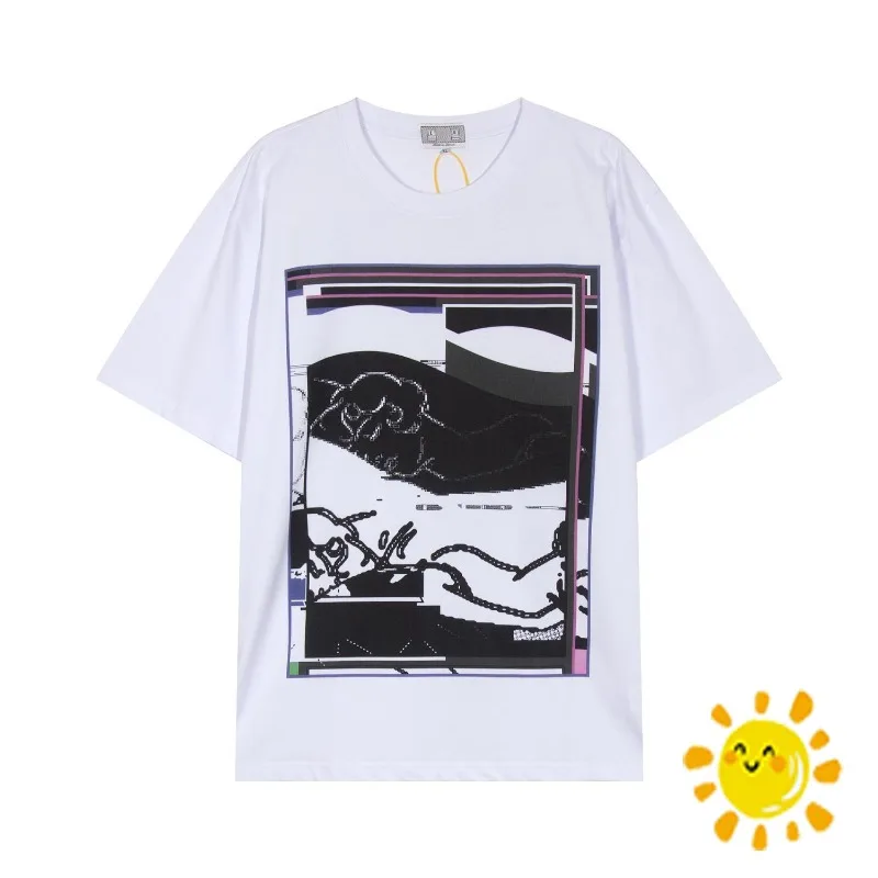 

24SS Retro Abstract Print Cavempt T Shirt Men Women Cavempt Top Tees Fashion Summer Casual Tee