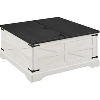 Farmhouse Lift Top Coffee Table with Storage, 36" Wood Square Center Table with Large Hidden Compartment 2