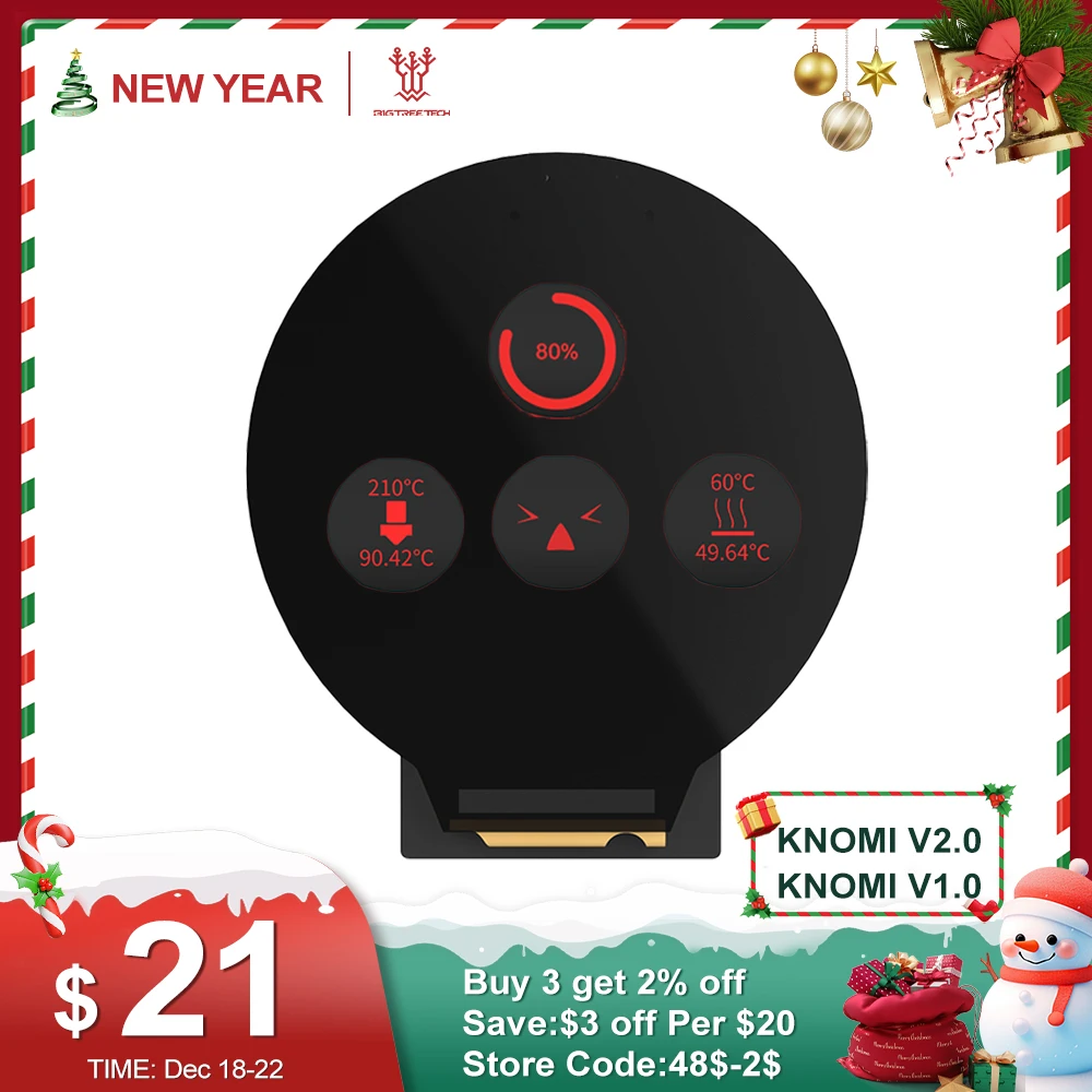 Tela Circular Bigtreetech para Impressoras 3d Klipper Voron V2.4 Voron Stealthburner Capacitivo Knomi V2.0 V1.0 1.28 Display