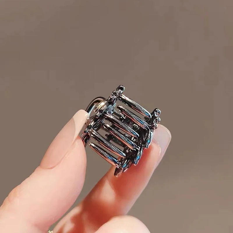 Neue schwarze Kristallblatt-Haarklammer für Frauen, exquisite Legierung, seitlicher Pony-Clip, Mini-Größe, Prinzessinnen-Kopf-Top-Clip, Haar-Accessoires – Detail 3