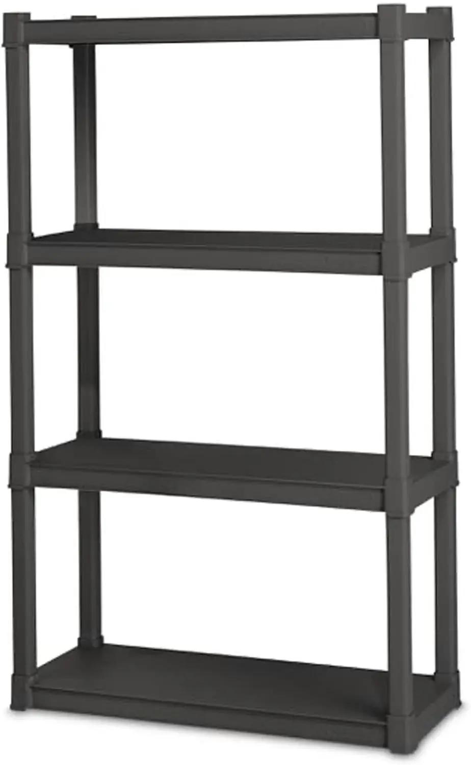 

4 Shelf Unit, Heavy Duty and Easy to Assemble Plastic Storage Unit, Organize Bins in the Garage, Basement, Attic, 1/2/4/6-Pack