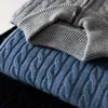 Autumn Winter Men's Cashmere Sweater Classic Comfortable Fit Twisted Cashmere Knitted Half Zip Stand Collar 5