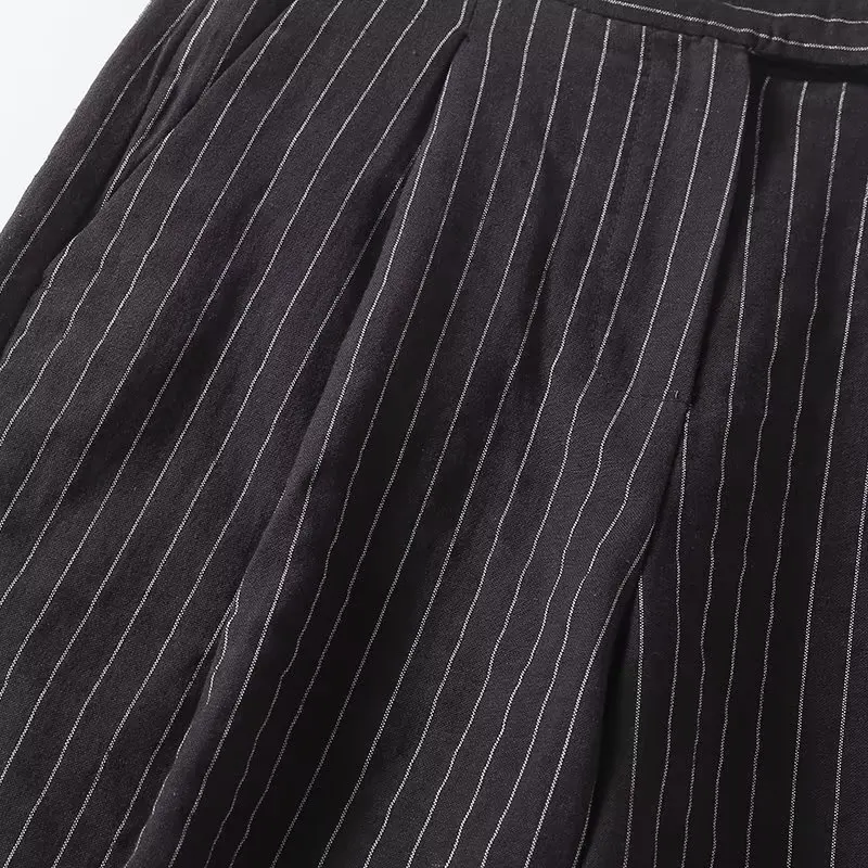 Jenny&Dave French Retro Striped High Waist Shorts Women Summer Fashion Ladies New Ladies Bermuda Shorts