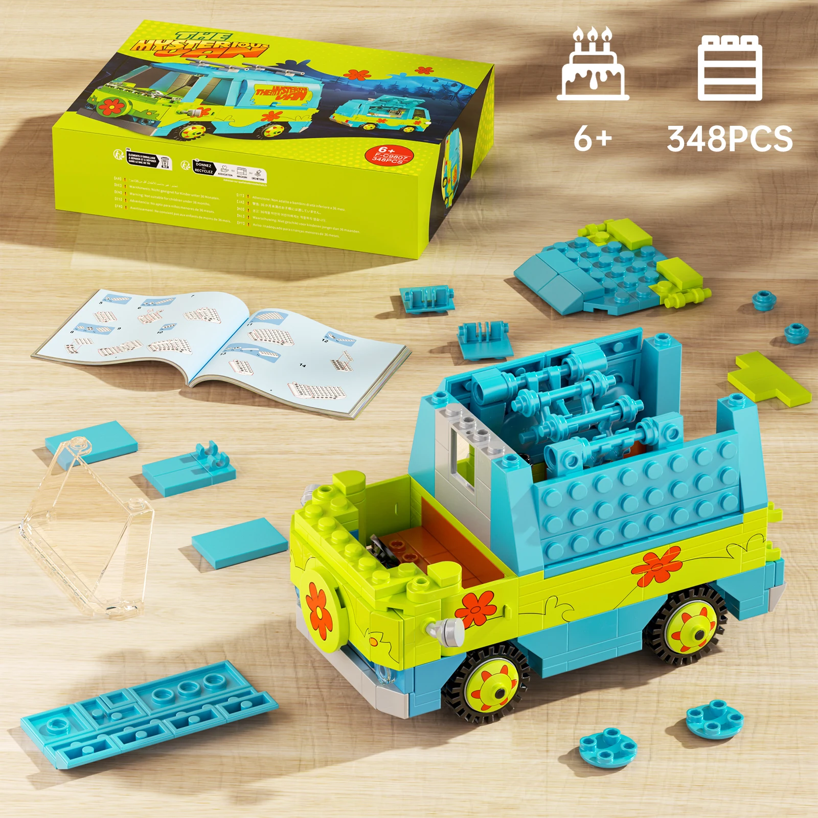 348 PCS Mystery Machine Building Blocks Set Panel Van Cartoon Vehicle — 5