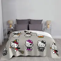 Official Hello Kitty Halloween Ghost Blankets Flannel Vintage Warm Throw Blankets for Bedspread Spring/Autumn 3