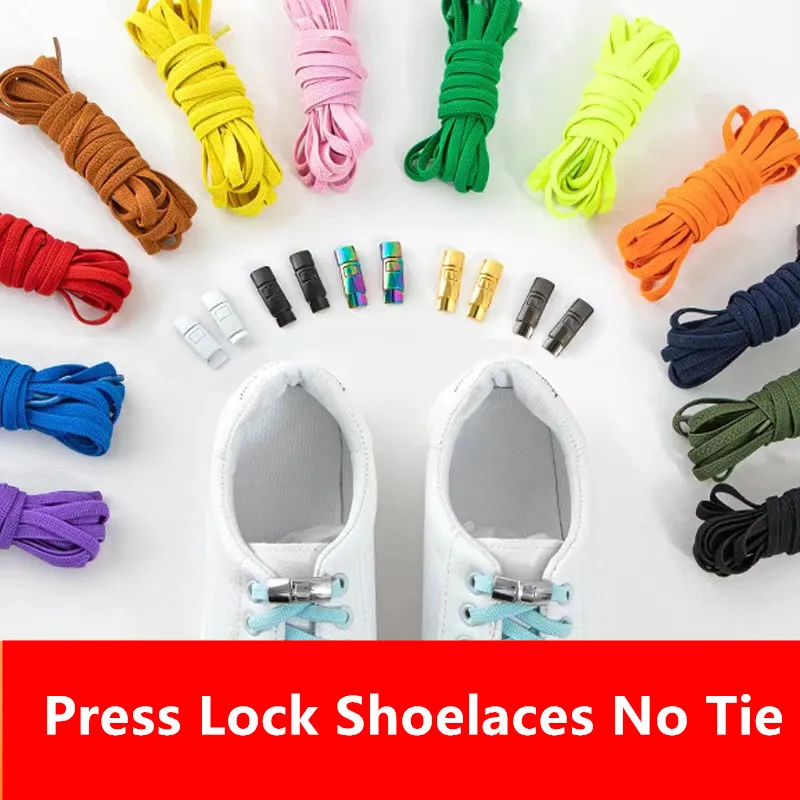 Effortless Metal Press Lock No-Tie Elastic Shoelaces for All Ages
