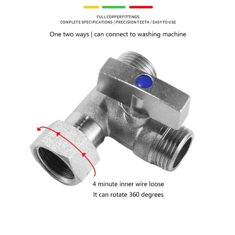 652F Toilet T Adapter Valves Toilet Tanks Connector Angle Stop Valves 1/2inch Thread for Bathroom Fixtures & Kitchen Use