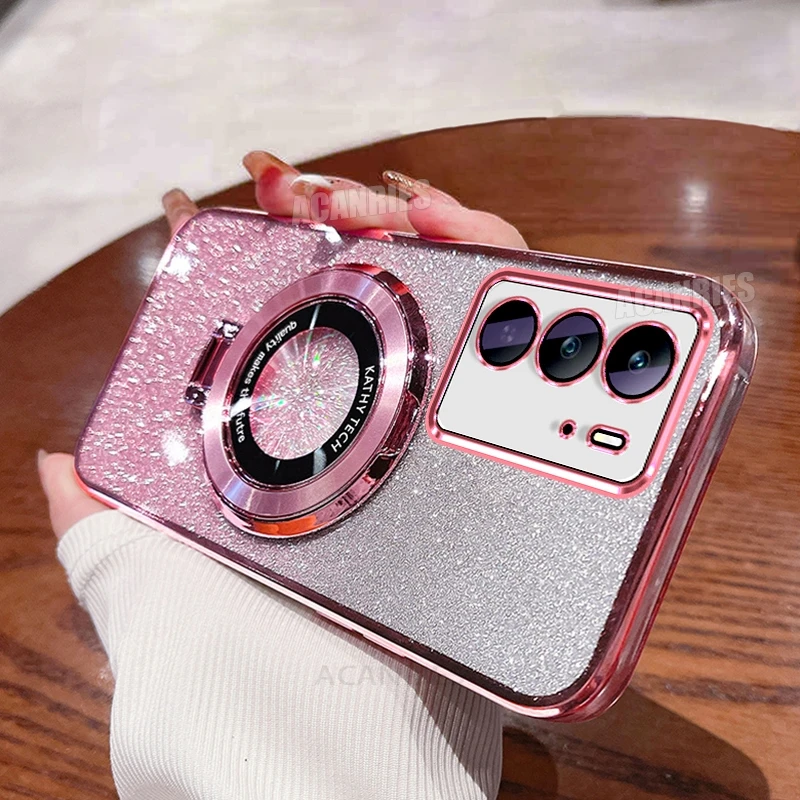 Glitter Plating Silicone Case with Holder and Stand Cover Feature