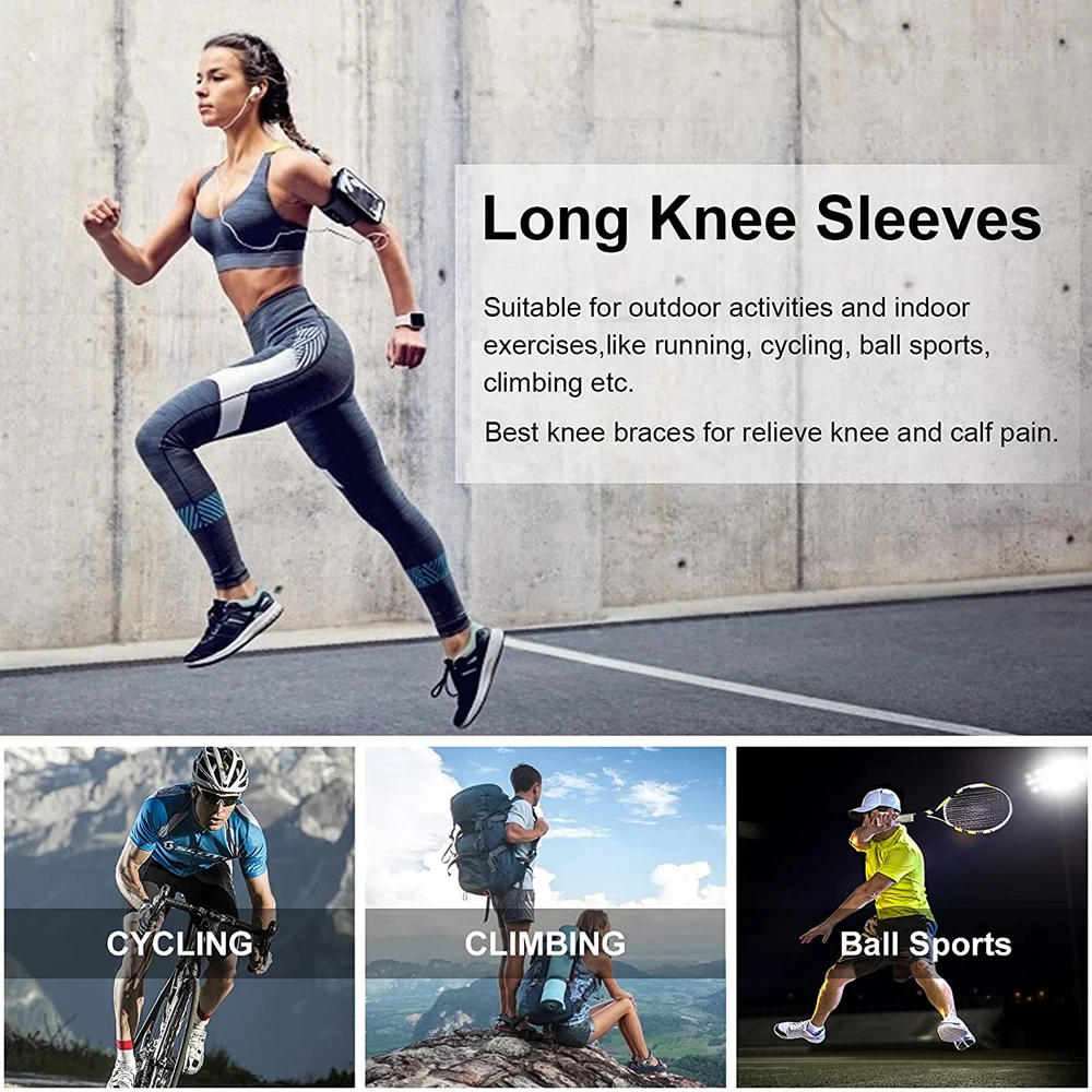 Full Leg Sleeves Long Compression Leg Sleeve Knee Sleeves Protect Leg, For  Man Women Basketball, Arthritis Cycling Sport Football