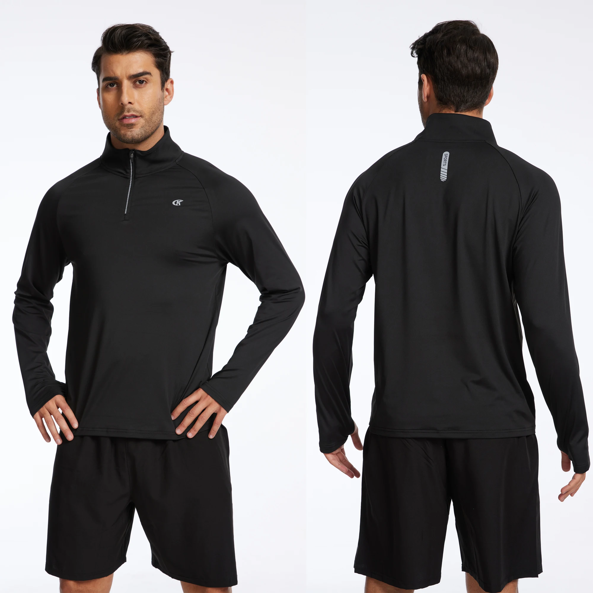 남성용 긴팔 UPF 50+ 래쉬가드 수영복 셔츠, 운동, 낚시, 하이킹, 운동, 쿨링 티셔츠, 속건 지퍼 셔츠