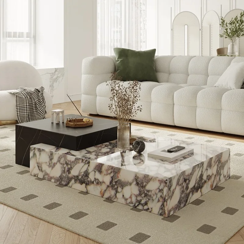 Bulgari Tea Table Luxury Modern Living Room Home High-End Villa Rock Plate Tavolo Da Tè Combinazione Mobile Tv