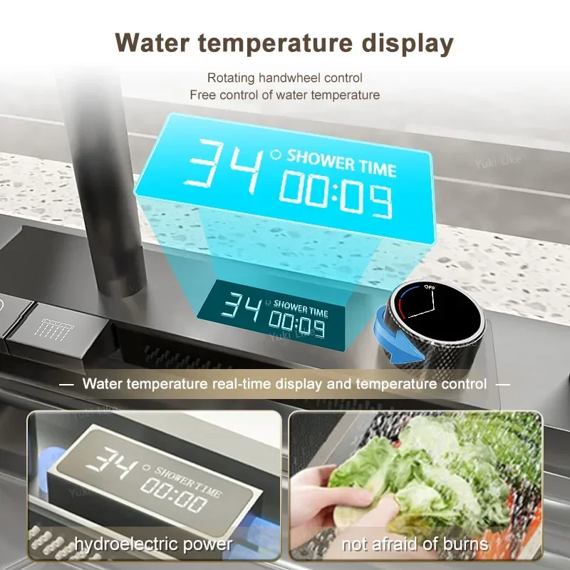 Waterfall Sink Kitchen Stainless Steel Large Single Slot Multifunctional Tank Apartment Wash Basin Drainage on the left 4