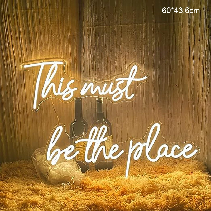 

This Must Be The Place Neon Sign for Proposal Decorations Large Neon Light up Marry Me Sign Wall Decor Light Romantic LED Sign