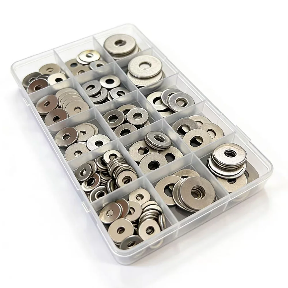 Enhanced Large Wide-Body Stainless Steel Flat Washers - 275 Pieces