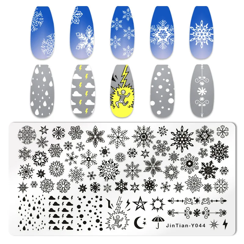 1pcs Snowflake Christmas Nail Stamping Plates Cartoon Christmas Tree Elk Winter Theme Template Mold Nail Art Stencil Tools 6