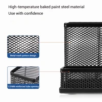 Deli Metal Mesh Square Pen Holder Multi-functional Three Grid Desktop Storage Box Simple Office Supplies for Business 3