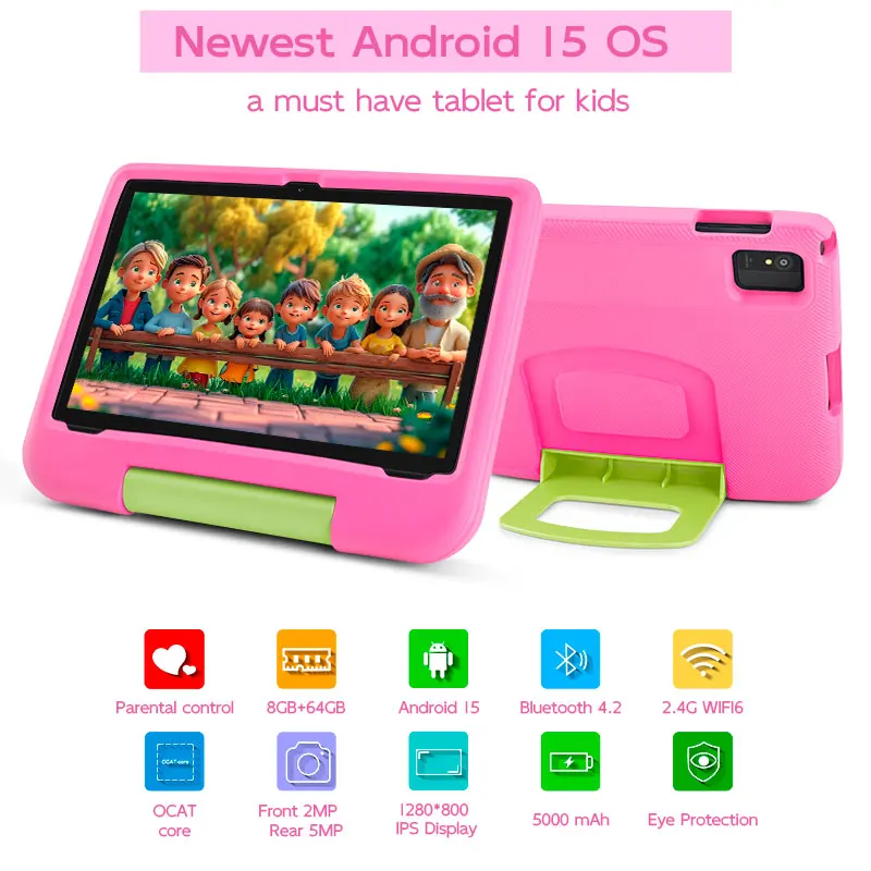 ANRY Kids Tablet Android 15 10.1 Inch CPU A523 2.0GHZ Octa-Core 4GB RAM 64GB ROM 5000Mah Dual Camera Tablets Children's Gifts 2